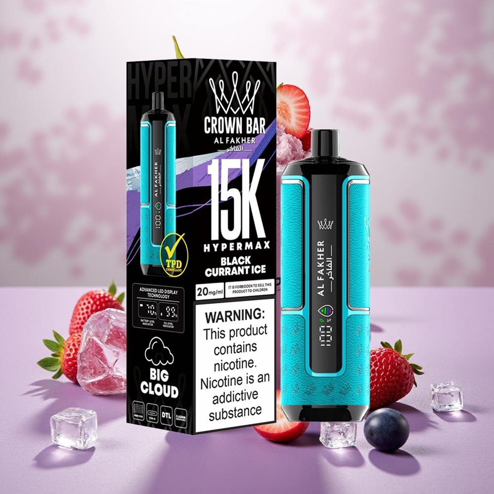 Wholesale Turkey Al Fakher Crown Bar 15K 600mAh Type-C Port Böğürtlen Buz