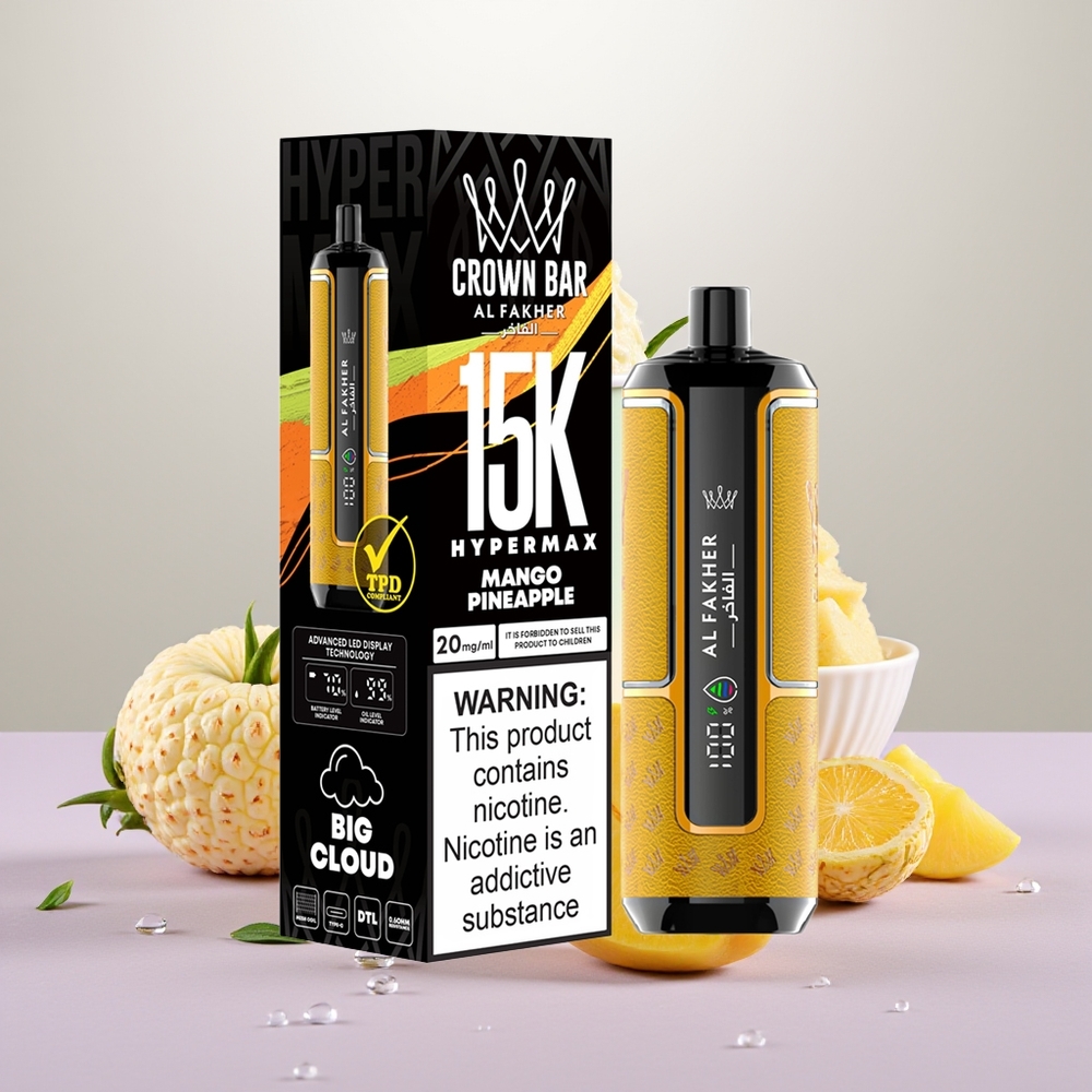 Wholesale Turkey Al Fakher Crown Bar 15K Hypermax 15000 Ağız Kompakt Taşınabilir Mango Ananas