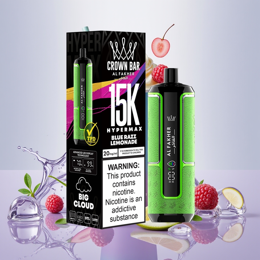 Wholesale Turkey Al Fakher Crown Bar 15K Hypermax 600mAh Mavi Ahududu Limonata