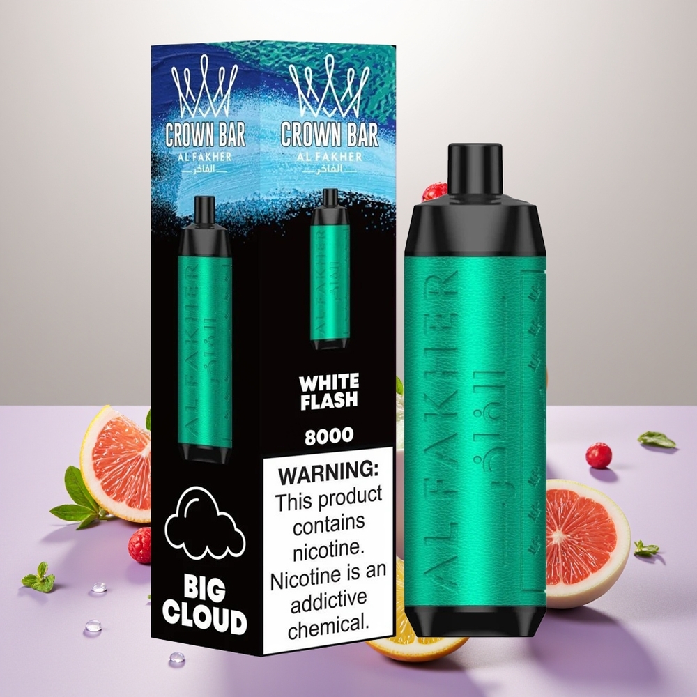 Wholesale Turkey Al Fakher Crown Bar 8000 18ml USB Type-C Beyaz Flash