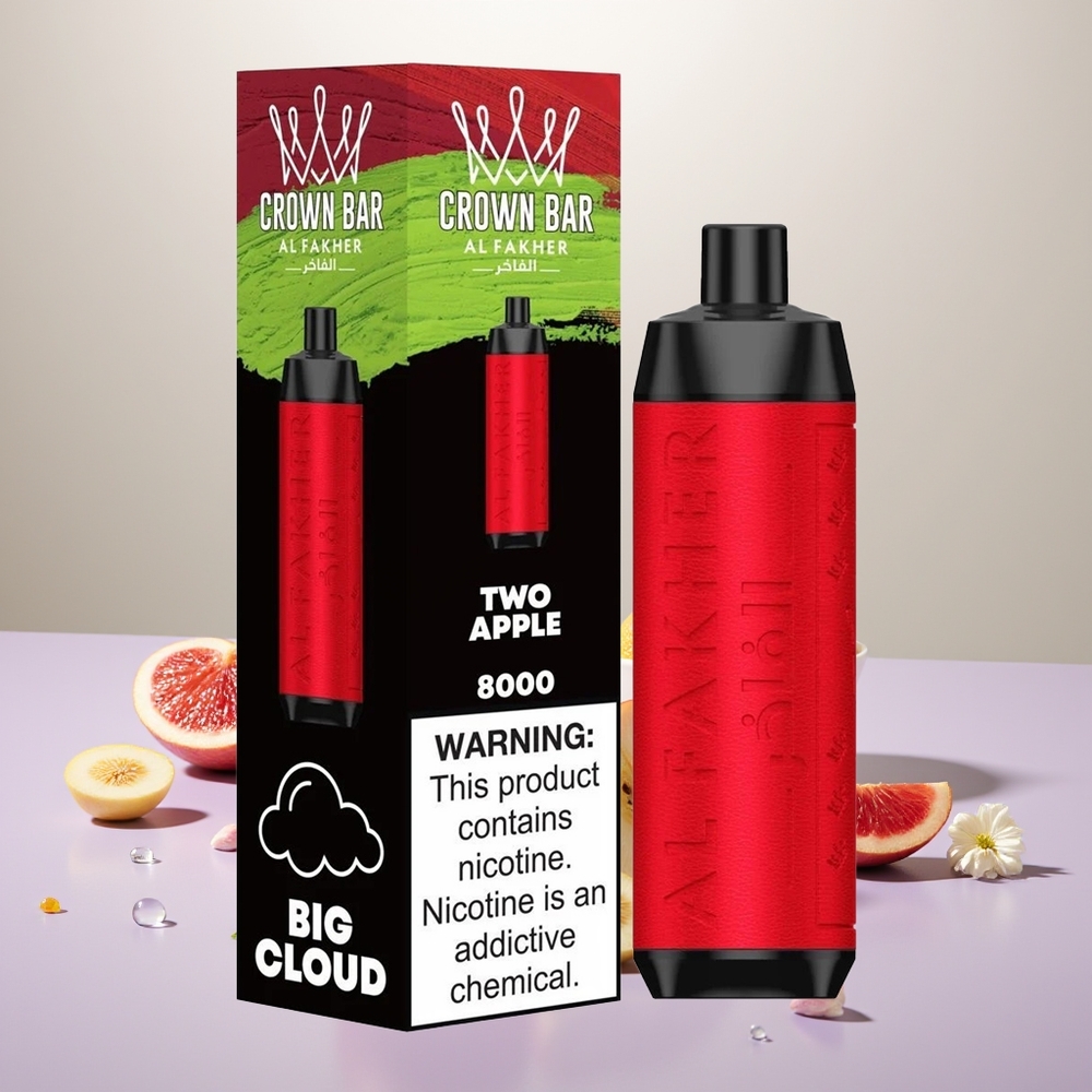 Wholesale Turkey Al Fakher Crown Bar 8000 Çift Elma 18ml USB Type-C Şarj