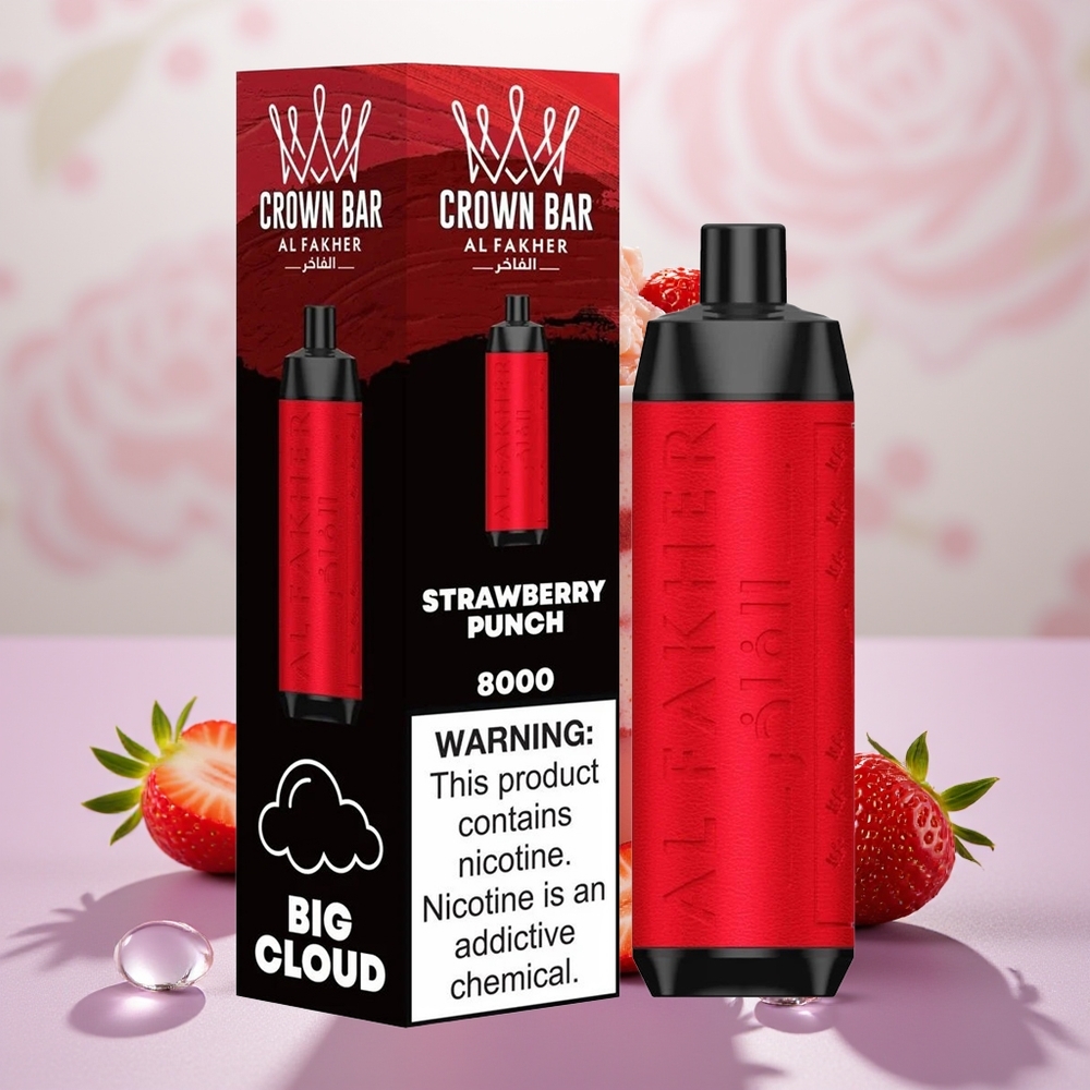 Wholesale Turkey Al Fakher Crown Bar 8000 Çilek Punch 18ml USB Type-C