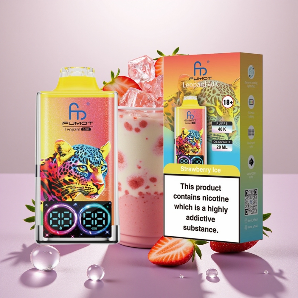Wholesale Turkey Fumot Leopard 40K Puffs Dual Mesh Çilek Buz Tek Kullanımlık Vape
