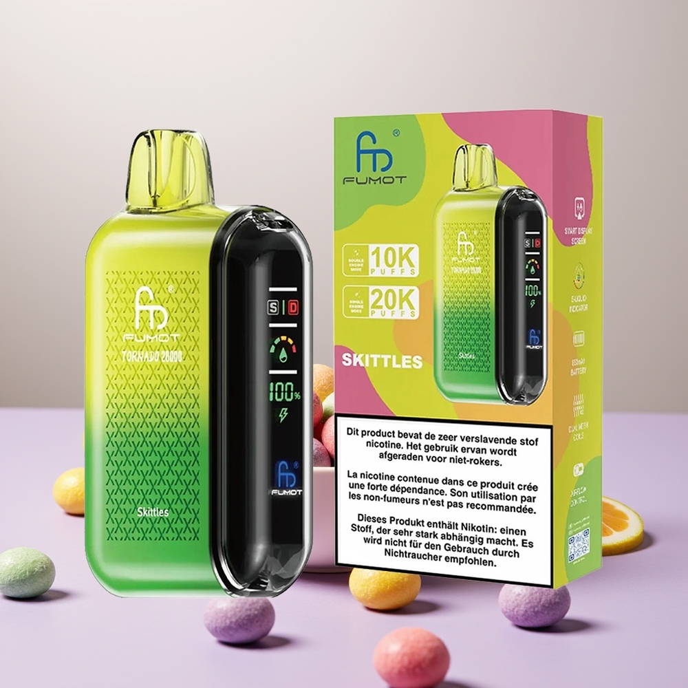 Wholesale Turkey Fumot Tornado 20000 Puffs 850mAh Dual Mesh Coil Gökkuşağı Şekerleri