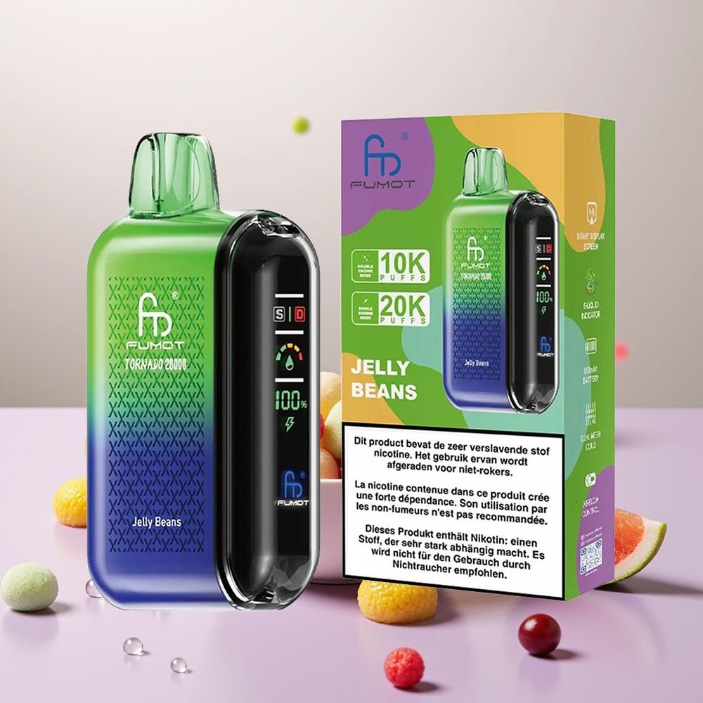 Wholesale Turkey Fumot Tornado 20000 Puffs Dual Mesh 850mAh Jelly Beans Şeker Fasulye