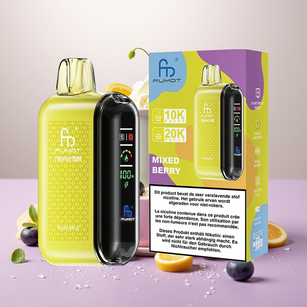 Wholesale Turkey Fumot Tornado 20000 Puffs Dual Mesh Akıllı Ekran Karışık Meyve
