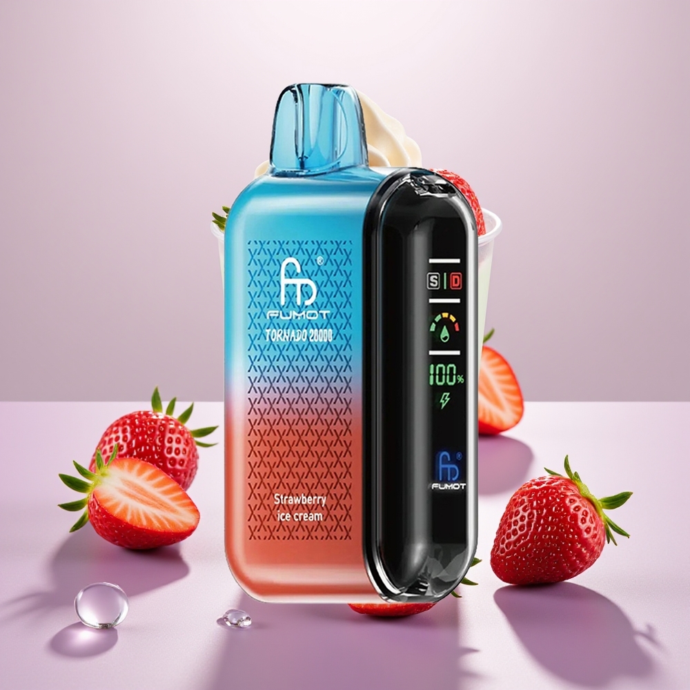 Wholesale Turkey Fumot Tornado 20000 Puffs Dual Mesh Coil Airflow Control Çilekli Dondurma
