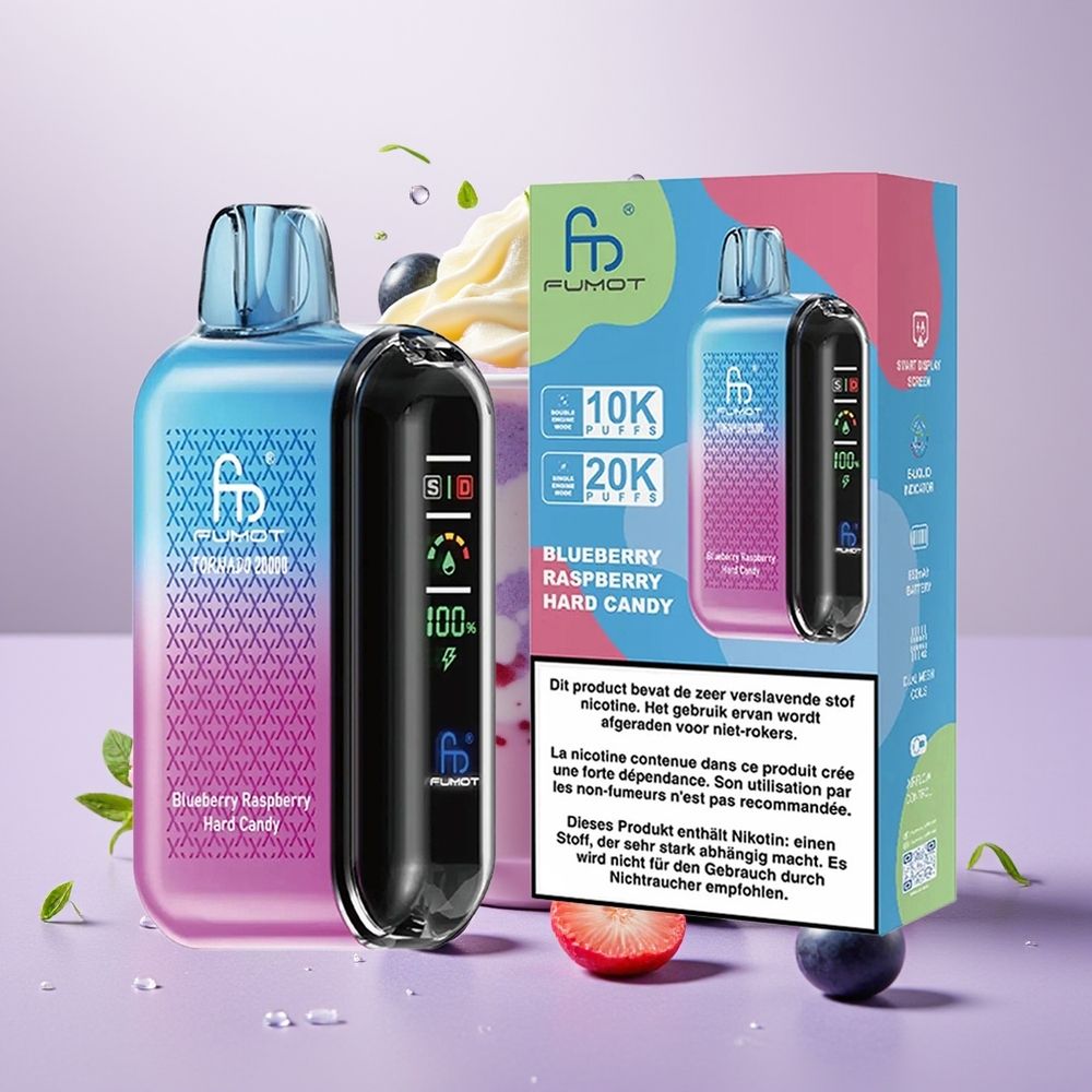 Wholesale Turkey Fumot Tornado 20000 Puffs Dual Mesh Coil Smart Display Ahududu Şekerleme