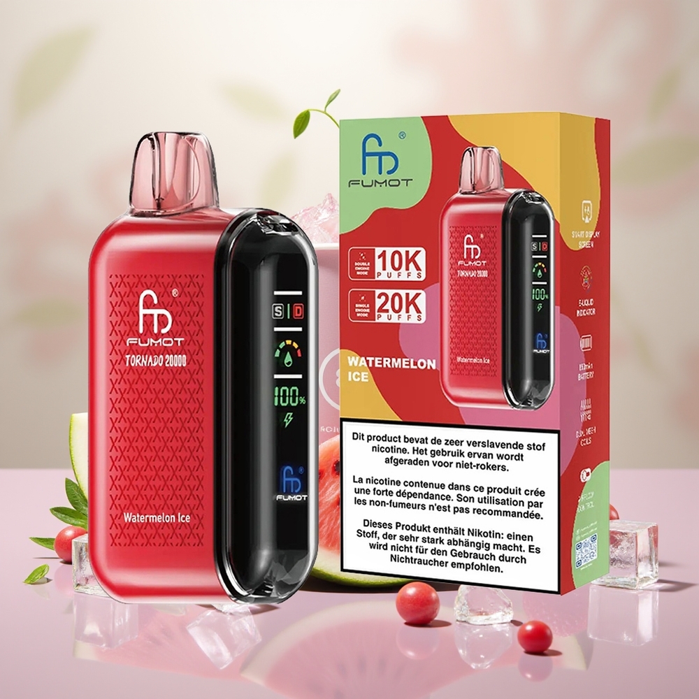 Wholesale Turkey Fumot Tornado 20000 Puffs Dual Mesh Coil Smart Display Karpuz Buz