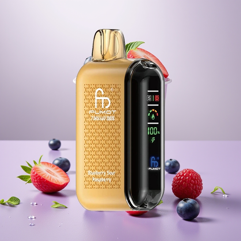 Wholesale Turkey Fumot Tornado 20000 Puffs Dual Mesh Coil Smart Display Mavi Böğürtlen Ekşi Ahududu