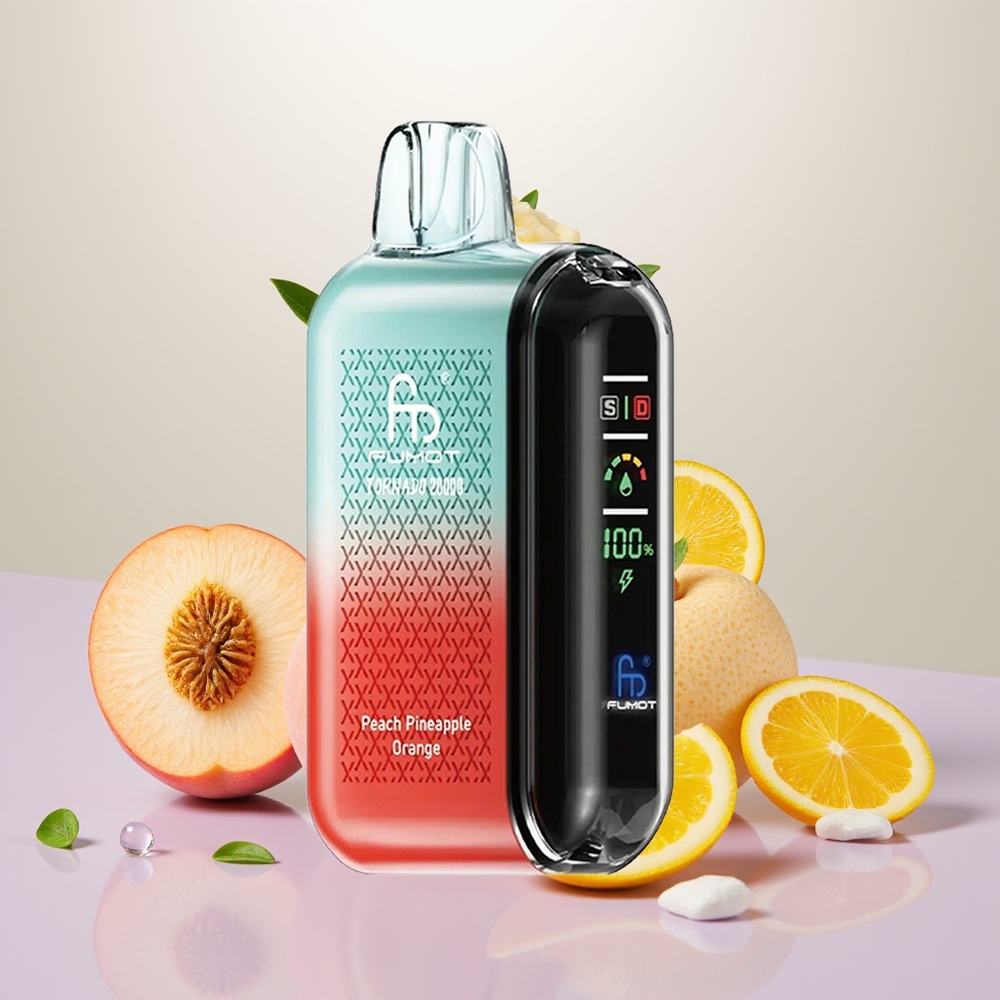 Wholesale Turkey Fumot Tornado 20000 Puffs Dual Mesh Coil Smart Display Şeftali Ananas Portakal