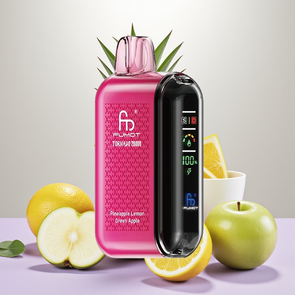Wholesale Turkey Fumot Tornado 20000 Puffs Dual Mesh Smart Display Ananas Limon Yeşil Elma