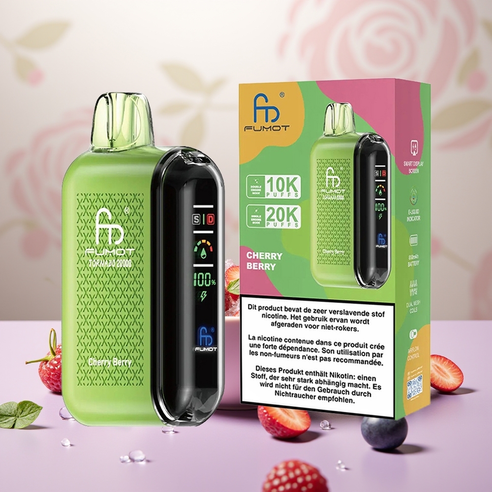 Wholesale Turkey Fumot Tornado 20000 Puffs Dual Mesh Smart Display Kiraz Böğürtlen
