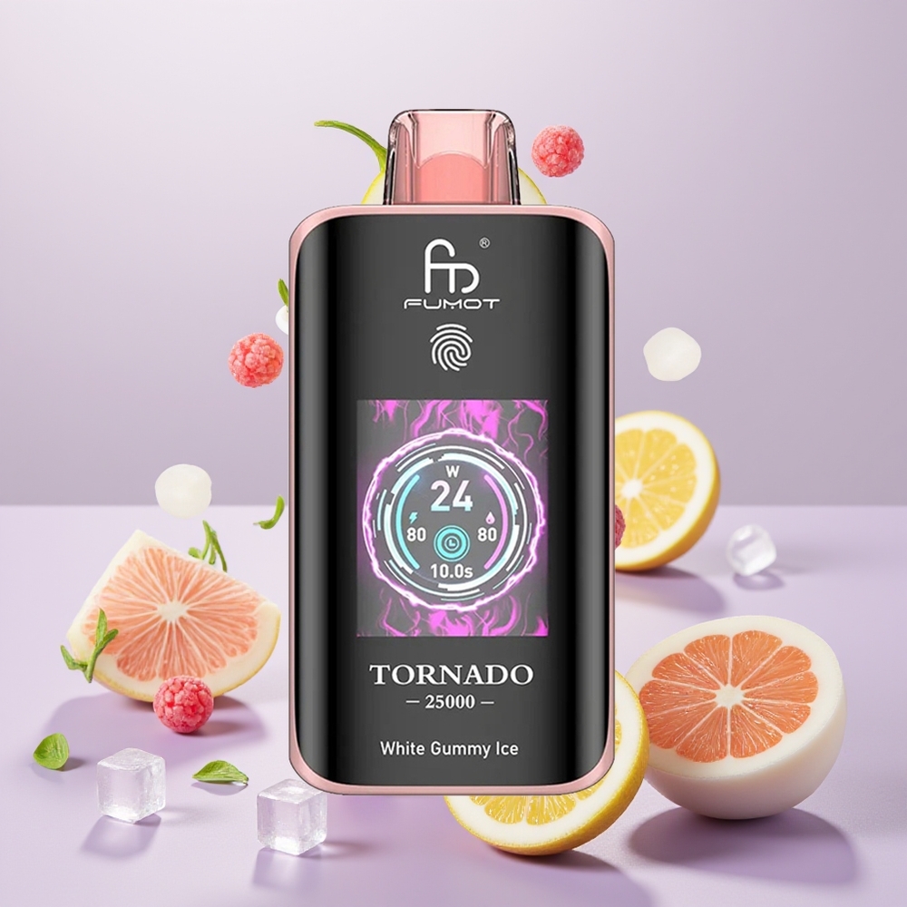 Wholesale Turkey Fumot Tornado 25000 Puffs 700mAh Type-C Beyaz Sakızlı Buz