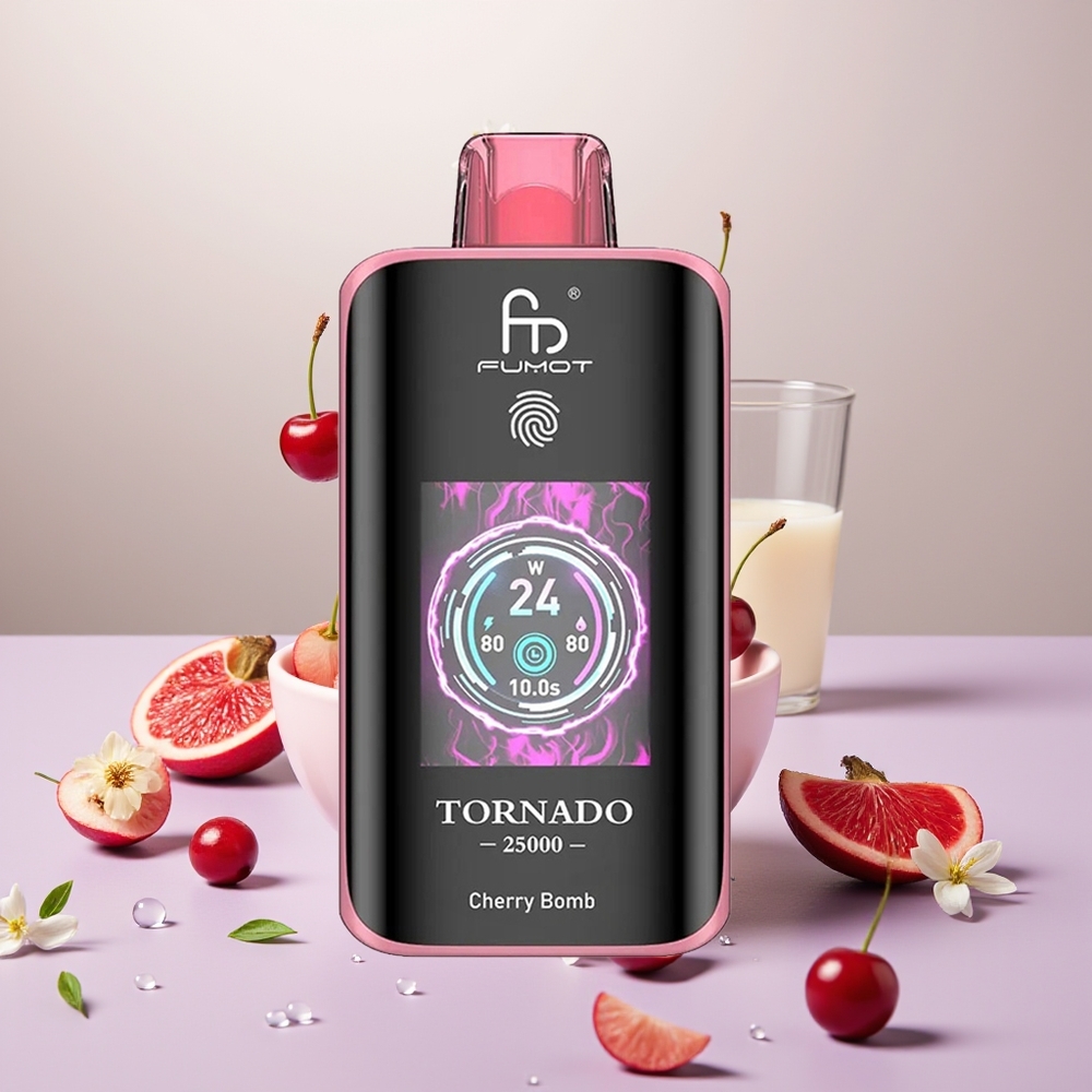 Wholesale Turkey Fumot Tornado 25000 Puffs HD Screen Type-C Vişne Bombası