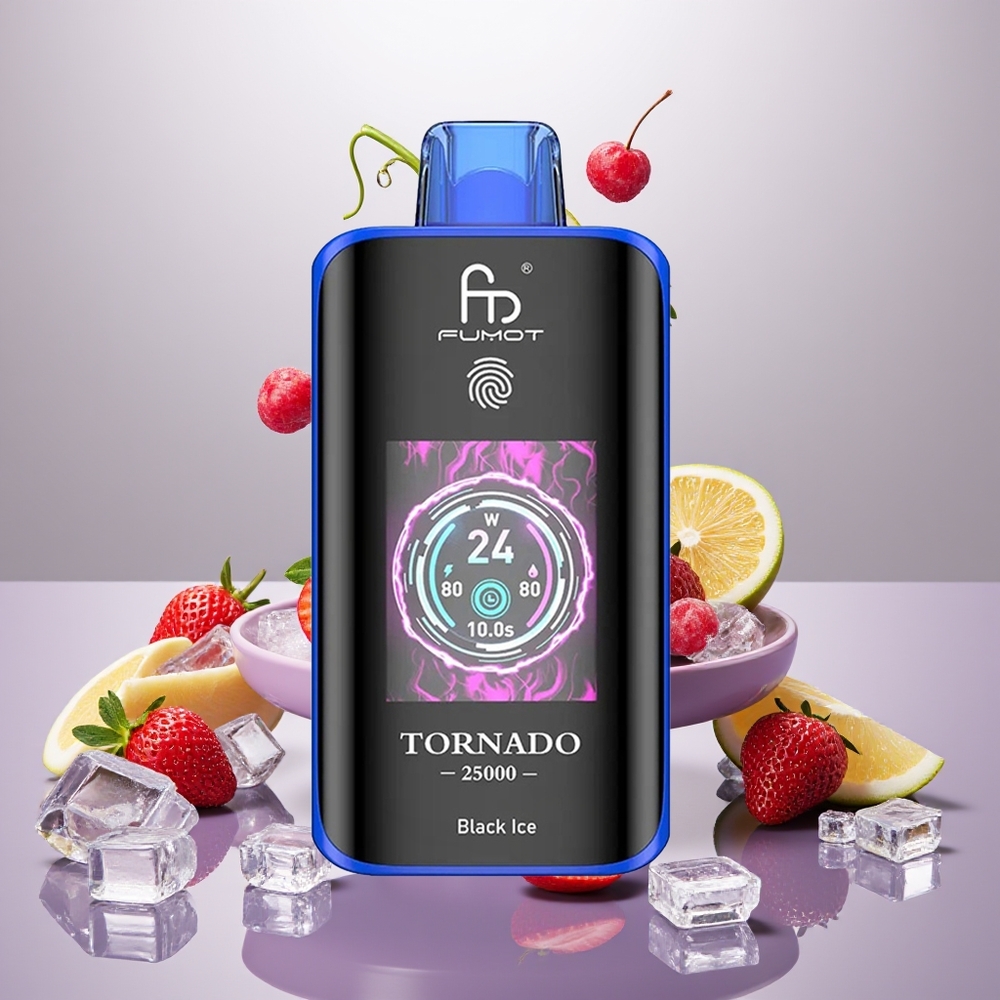 Wholesale Turkey Fumot Tornado 25000 Puffs HD Screen Type-C Şekerpare Siyah Buz