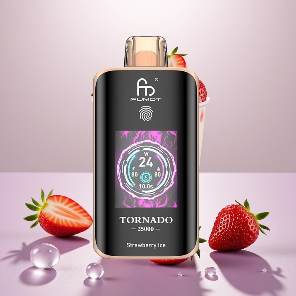 Wholesale Turkey Fumot Tornado 25000 Puffs HD Screen Type-C Çilek Buz