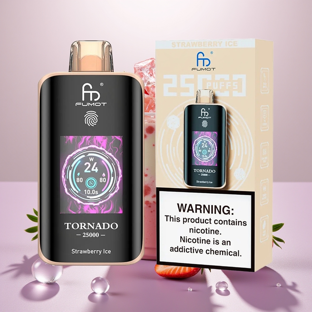 Wholesale Turkey Fumot Tornado 25000 Puffs HD Screen Type-C Çilek Buz