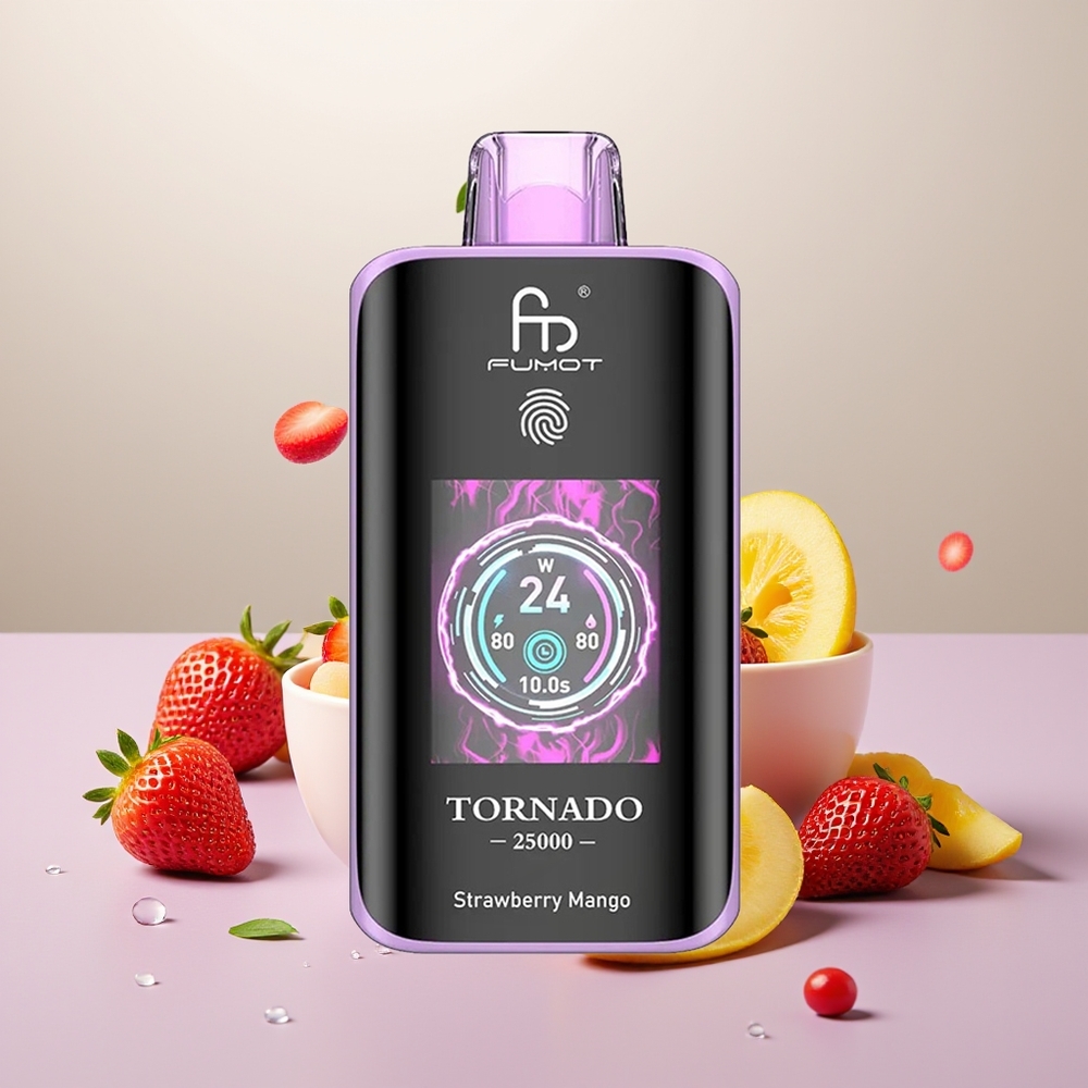 Wholesale Turkey Fumot Tornado 25000 Puffs HD Screen Type-C Çilek Mango