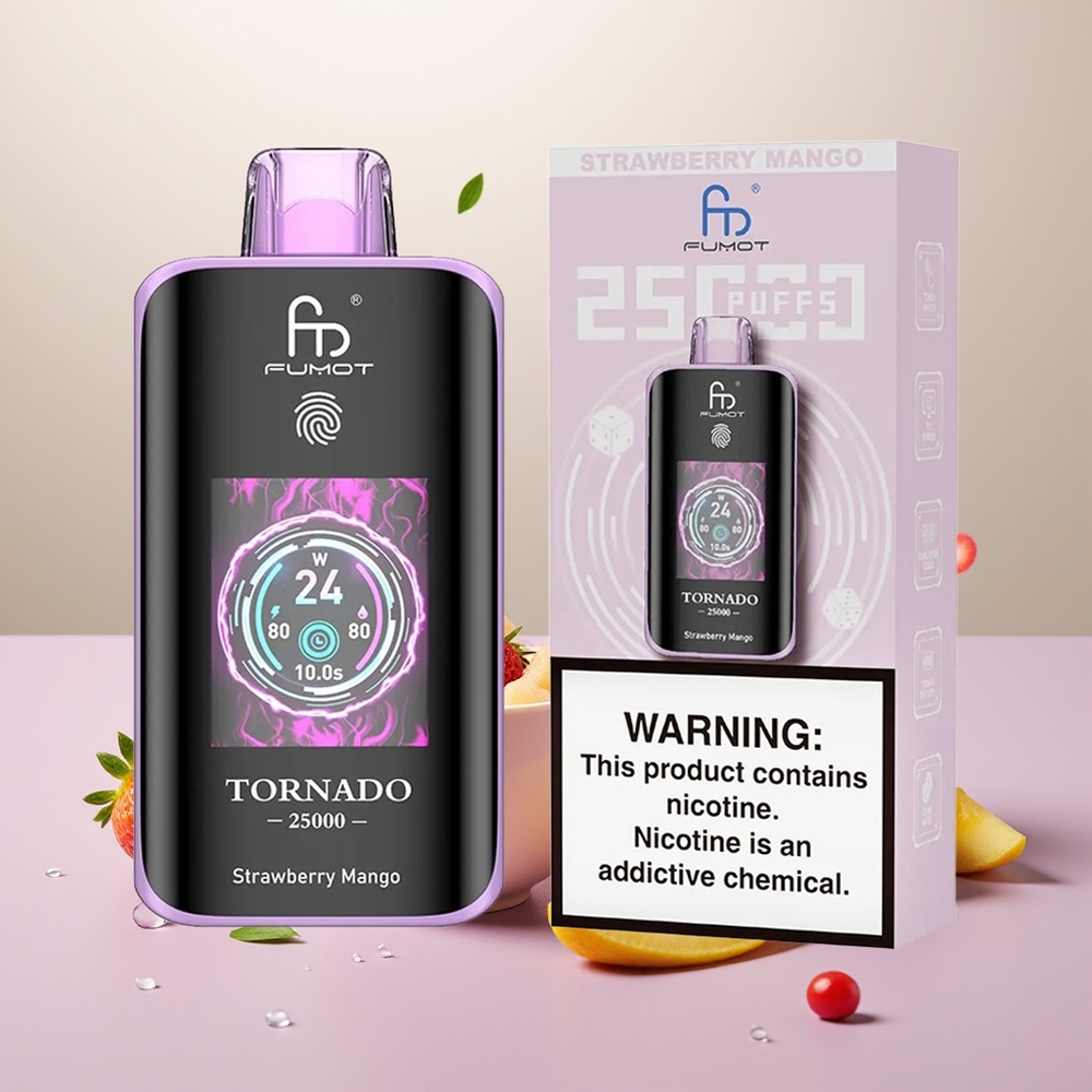 Wholesale Turkey Fumot Tornado 25000 Puffs HD Screen Type-C Çilek Mango