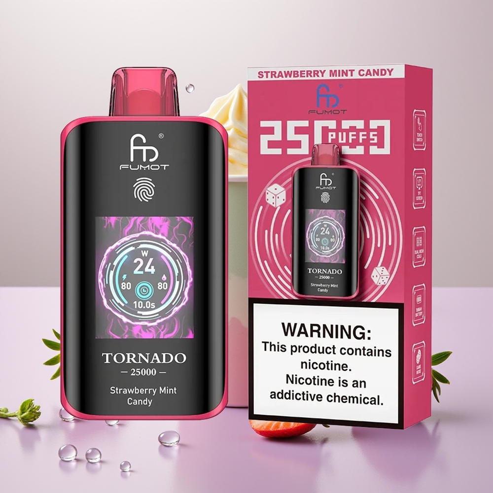 Wholesale Turkey Fumot Tornado 25000 Puffs Rechargeable 20ml Çilek Naneli Şeker