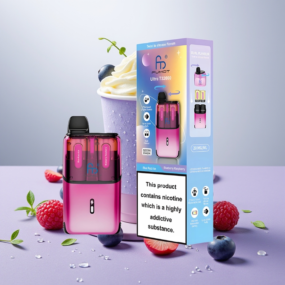 Wholesale Turkey Fumot Ultra T32000 32000 Puff 800mAh Mavi Ahududu Buz - Mavi Böğürtlen Ahududu