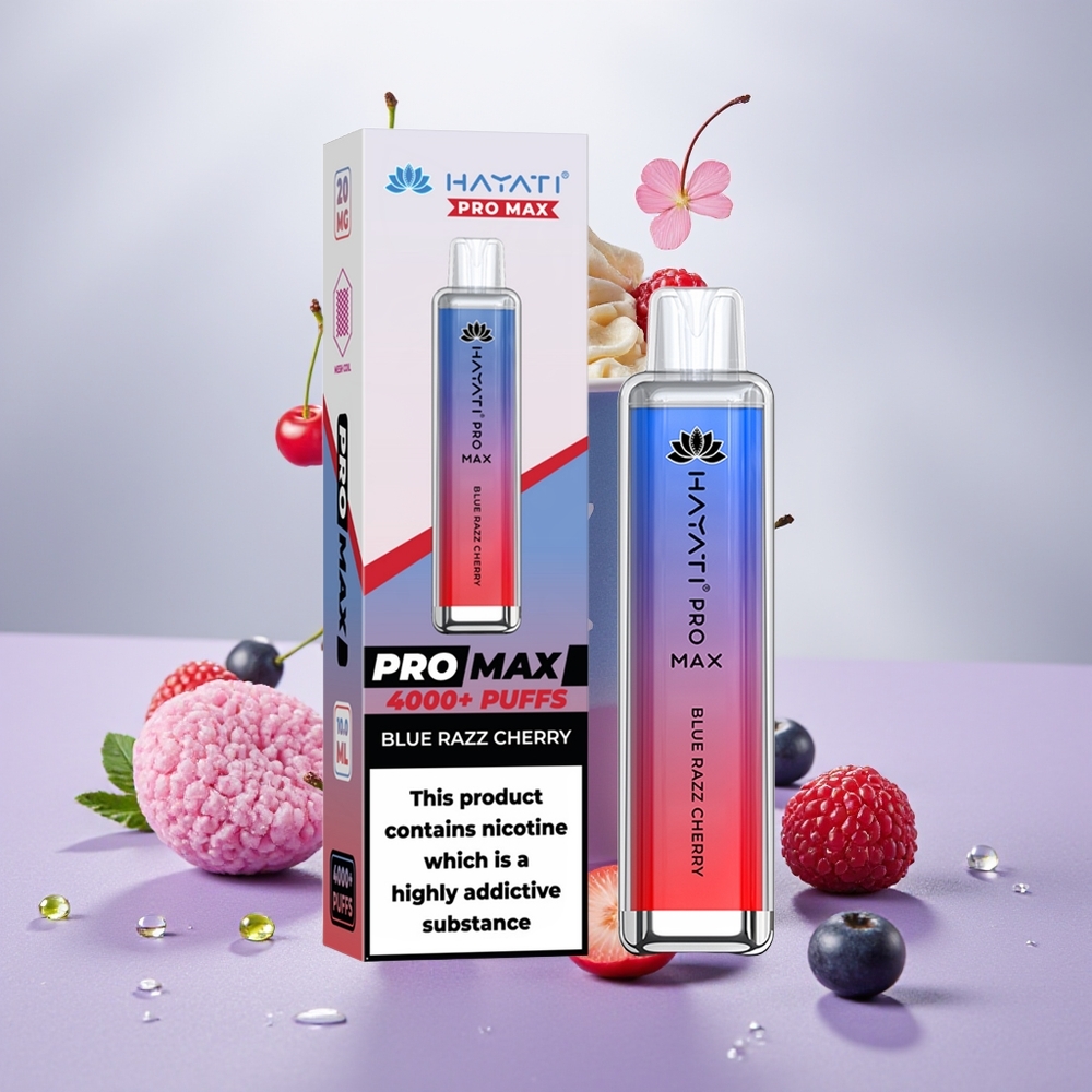 Wholesale Turkey Hayati Pro Max 4000 Puff Şarj Edilebilir Mavi Ahududu Kiraz