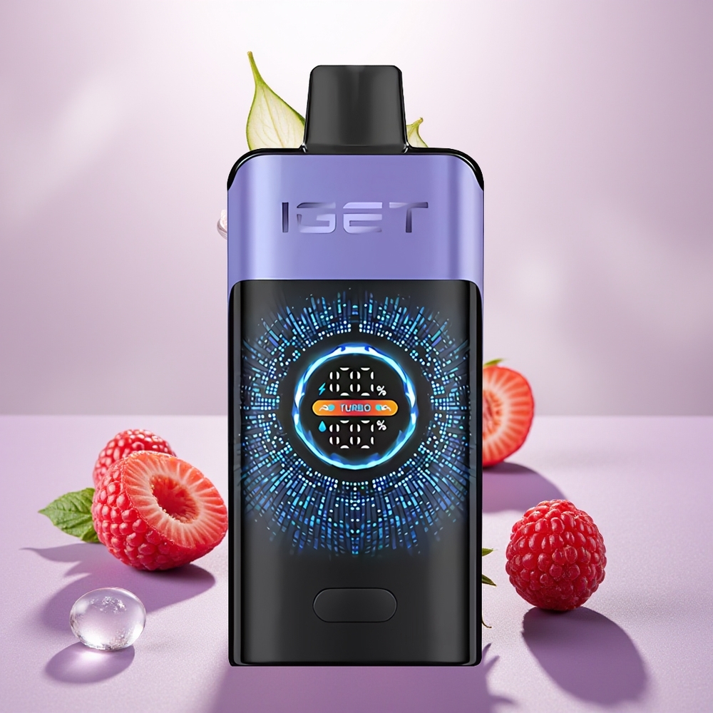 Wholesale Turkey IGET ONE 12000 Puffs 2700 mAh Büyük Kavisli Renkli Ekran Ahududu Üzüm Buz