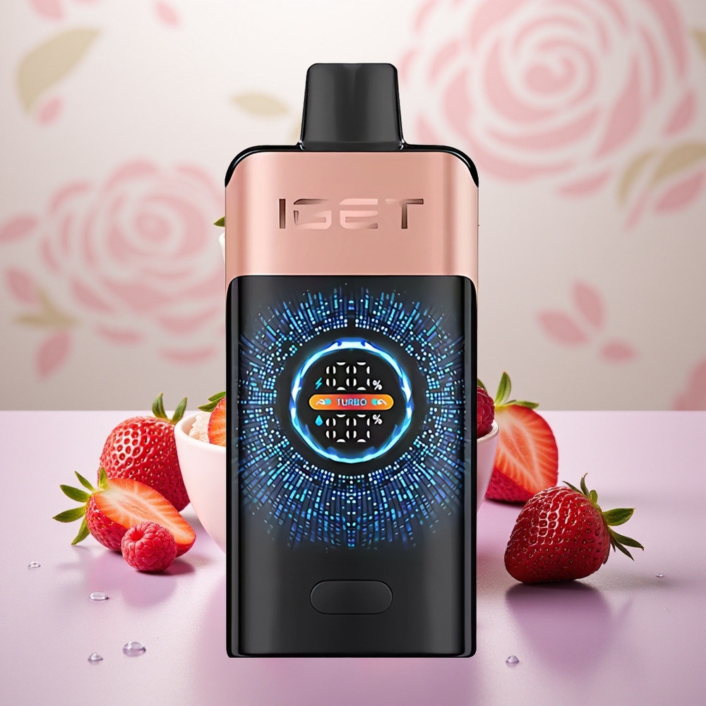 Wholesale Turkey IGET ONE 12000 Puffs 2700 mAh Büyük Kavisli Renkli Ekran Çilek Ahududu
