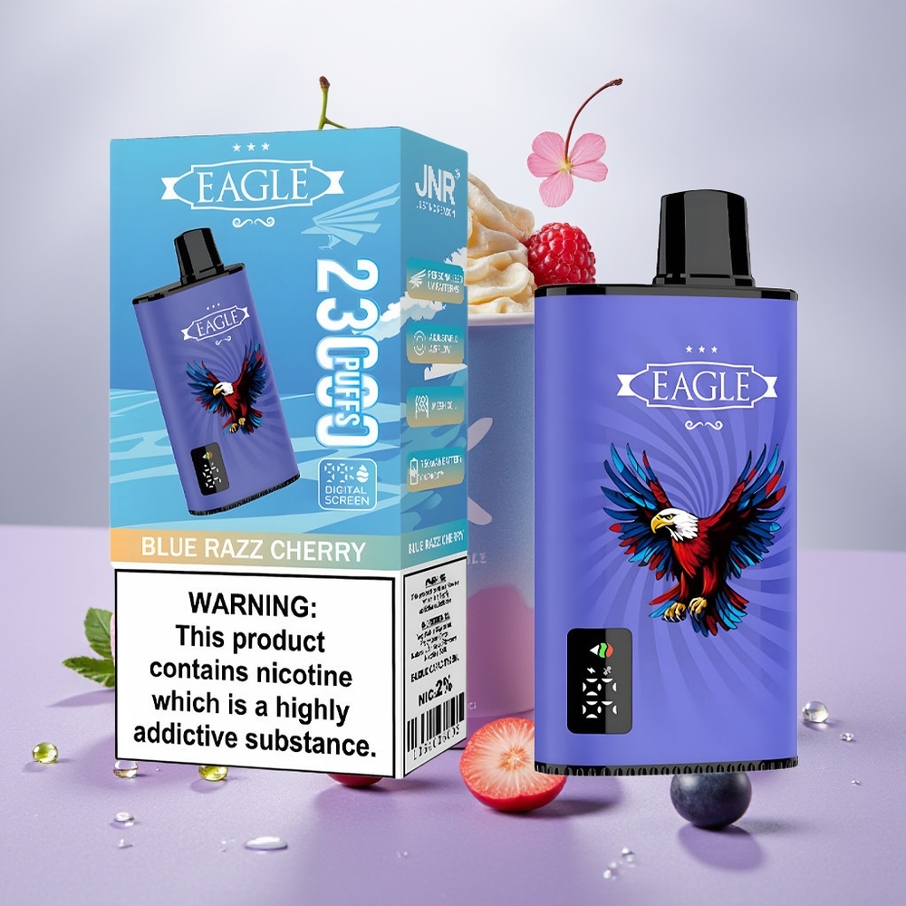 Wholesale Turkey JNR EAGLE Smart 23000 Puffs Digital Screen Adjustable Airflow Mavi Ahududu Kiraz