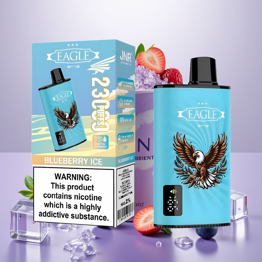 Wholesale Turkey JNR EAGLE Smart 23000 Puffs Digital Screen Adjustable Airflow Mavi Böğürtlen Buz