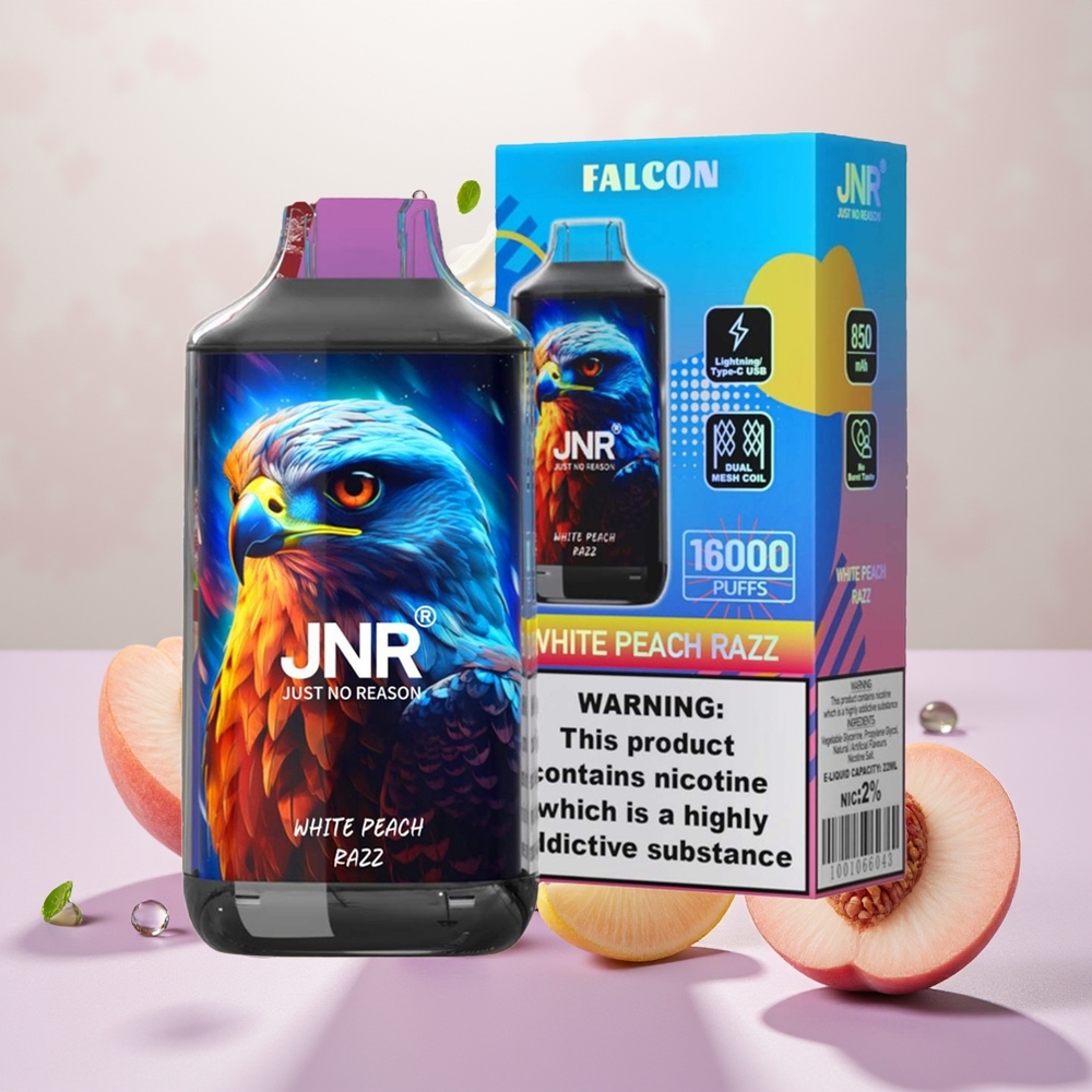 Wholesale Turkey JNR Falcon 16000 Puffs 22ml Beyaz Şeftali Ahududu