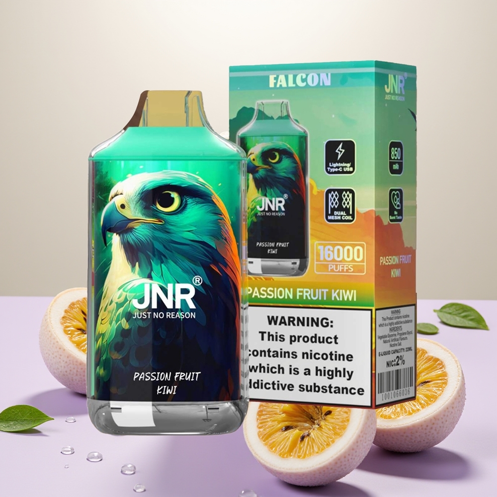 Wholesale Turkey JNR Falcon 16000 Puffs 22ml Dual Mesh Coil Tutku Meyvesi Kivi