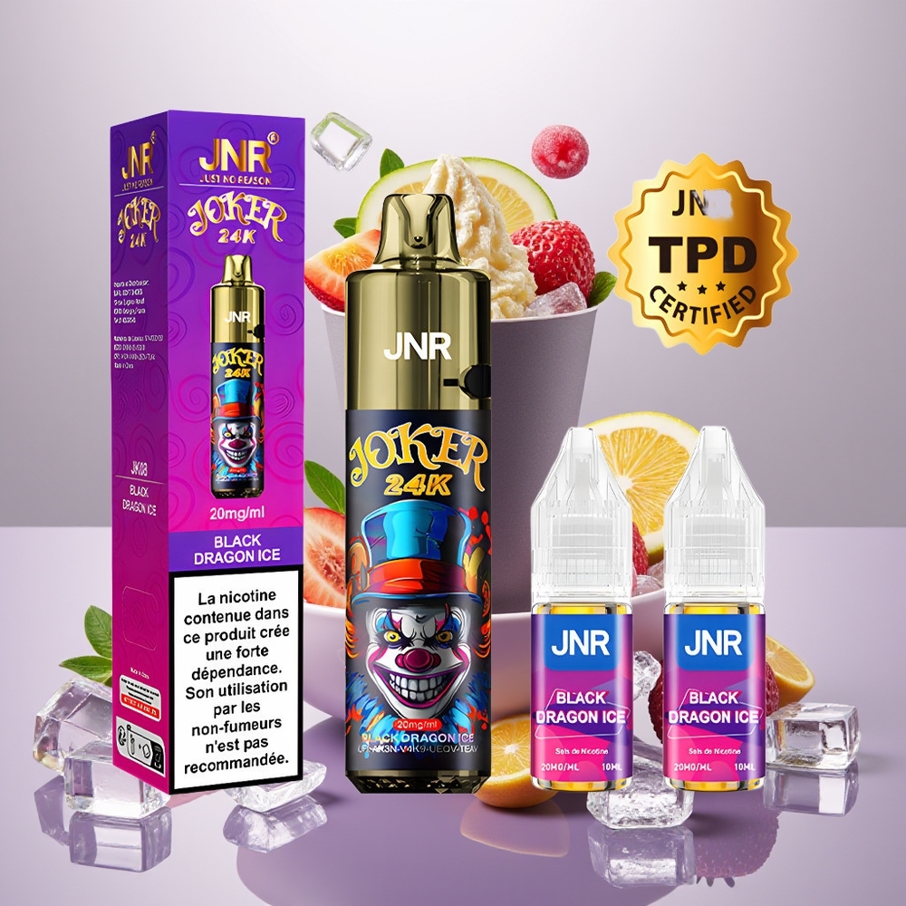Wholesale Turkey JNR Joker 24000 Puff 2% Nikotin Yeniden Doldurulabilir Siyah Ejderha Buz