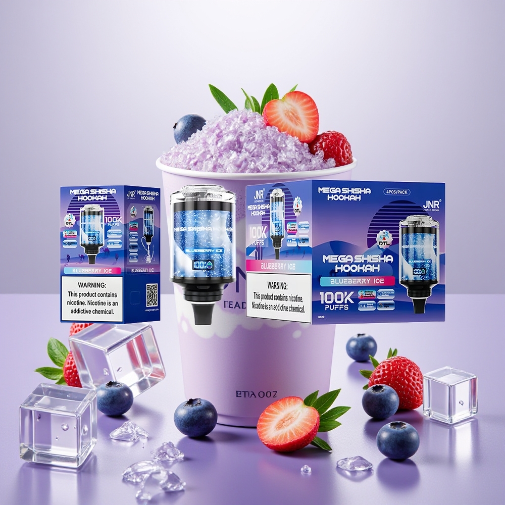 Wholesale Turkey JNR Mega Shisha Hookah 100K 2200mAh Akıllı Ekran Yaban Mersini Buzu