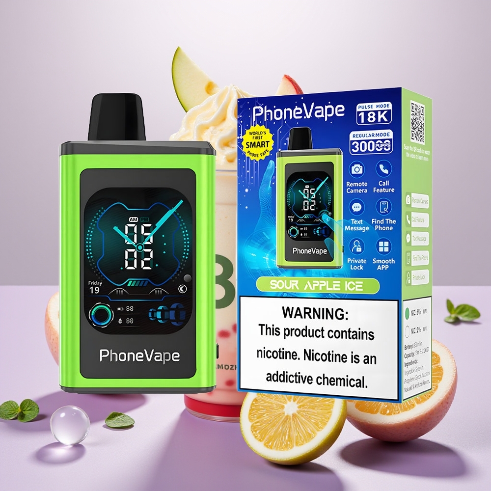 Wholesale Turkey JNR PhoneVape 30000 puf Turbo Mode ve Ayarlanabilir Hava Akışı Ekşi Elma Buz Aromalı
