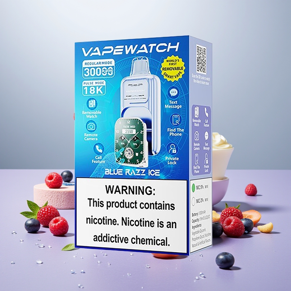 Wholesale Turkey JNR VapeWatch 30000 Puff 19mL Dual Mesh Coil Mavi Ahududu Buz