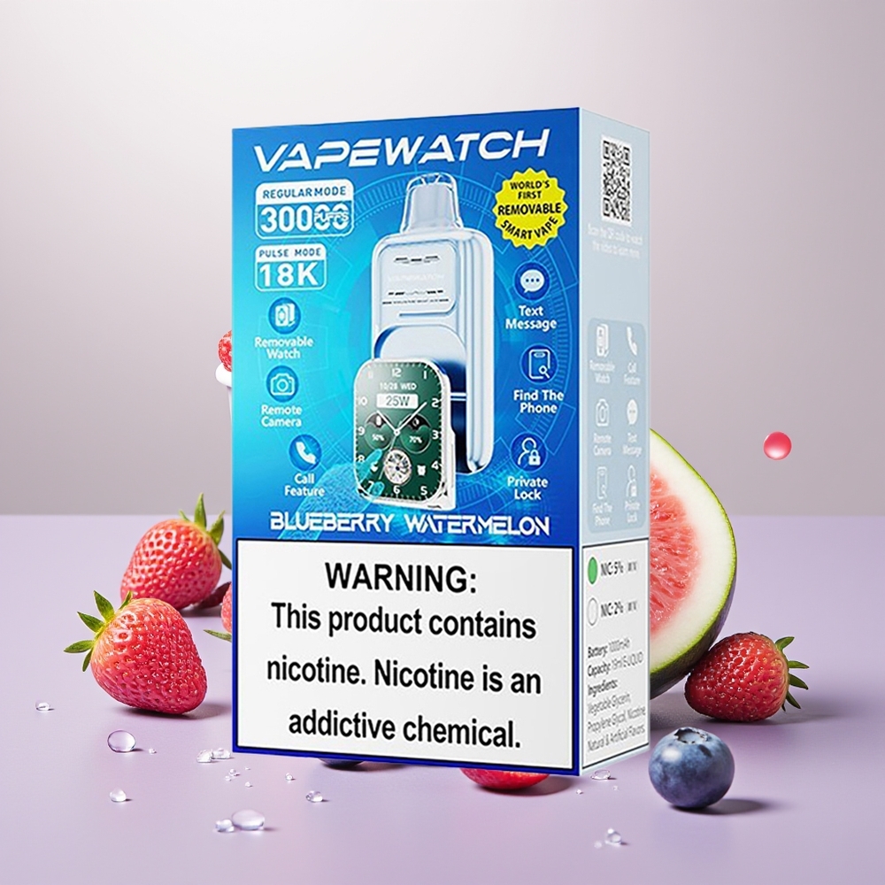 Wholesale Turkey JNR VapeWatch 30000 Puffs 1000mAh Type-C Quick Charge Mavi Yaban Mersini Karpuz