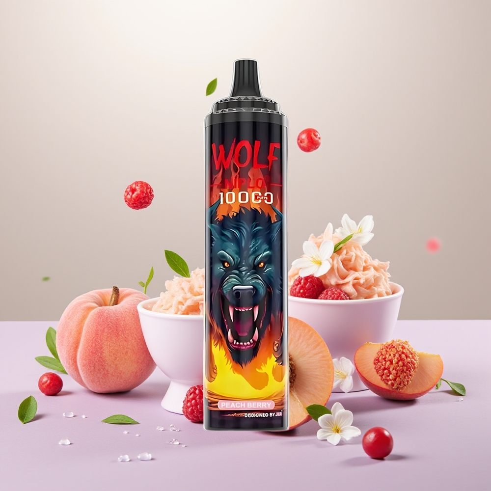 Wholesale Turkey JNR Wolf Niplo 10000 Puffs 20ml Şeftali Böğürtlen Tek Kullanımlık Vape