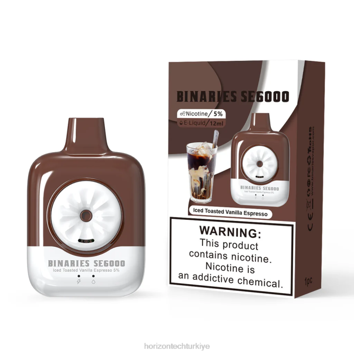 HorizonTech Binaries Cabin tek kullanımlık se 12ml buzlu kızarmış vanilyalı espresso L26T153 Horizontech Vape Türkiye