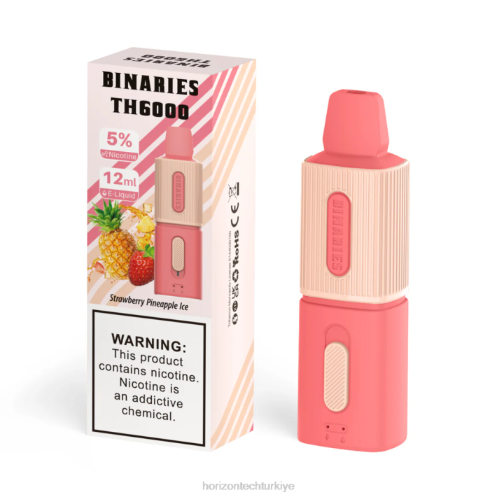 HorizonTech Binaries Cabin th6000 tek kullanımlık 12ml çilek ananaslı buz L26T105 Horizon Tech Coils