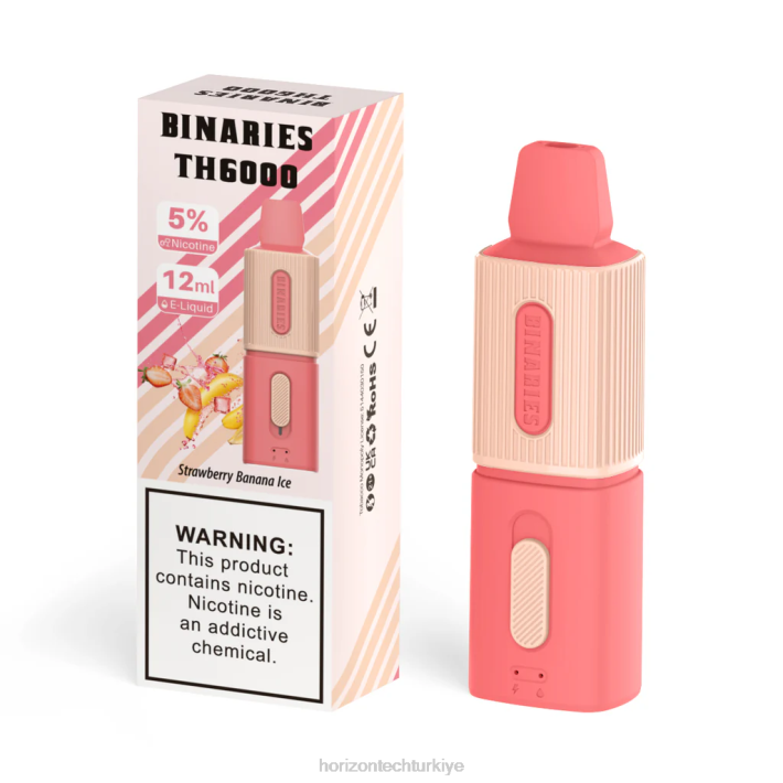 HorizonTech Binaries Cabin th6000 tek kullanımlık 12ml çilek muzlu buz L26T98 Horizontech Disposable Vape