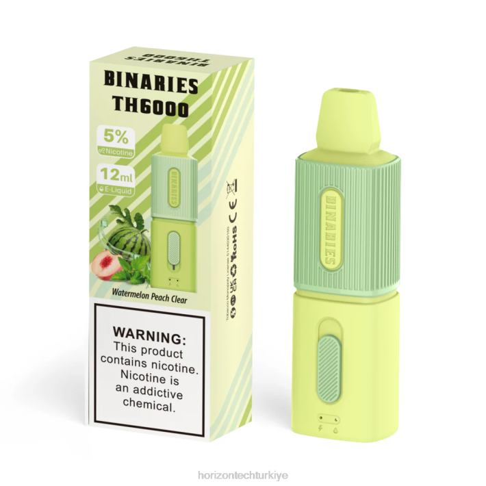 HorizonTech Binaries Cabin th6000 tek kullanımlık 12ml karpuz şeftali berrak L26T118 Horizontech Disposable Vape