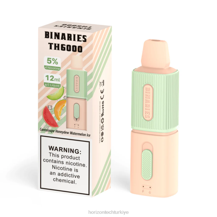 HorizonTech Binaries Cabin th6000 tek kullanımlık 12ml kavun tatlı özsu karpuz buzu L26T107 Horizontech Vape Kit